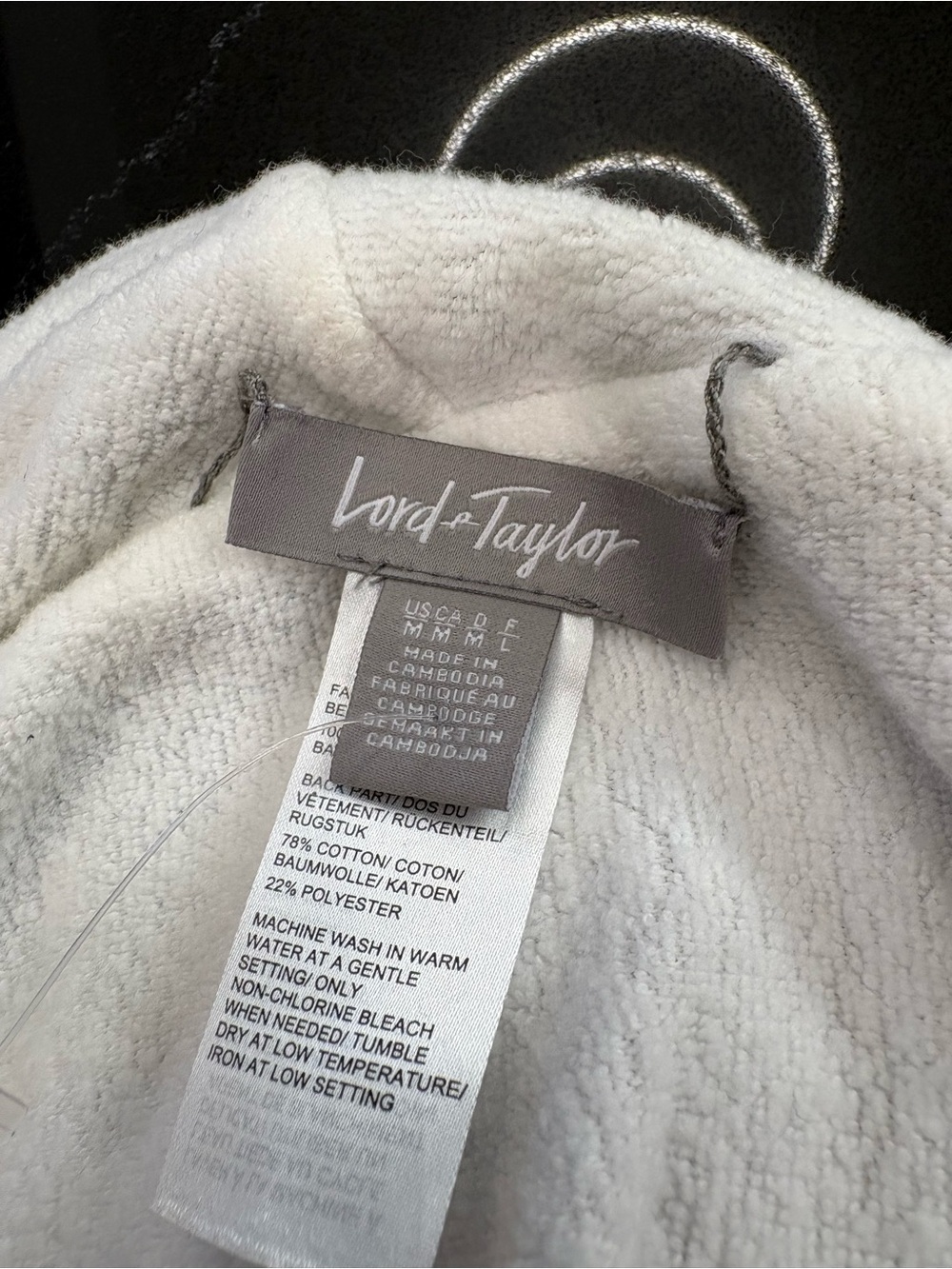 Lord & Taylor Gray Robe with White Shawl Collar size M 100% cotton - Picture 3 of 3